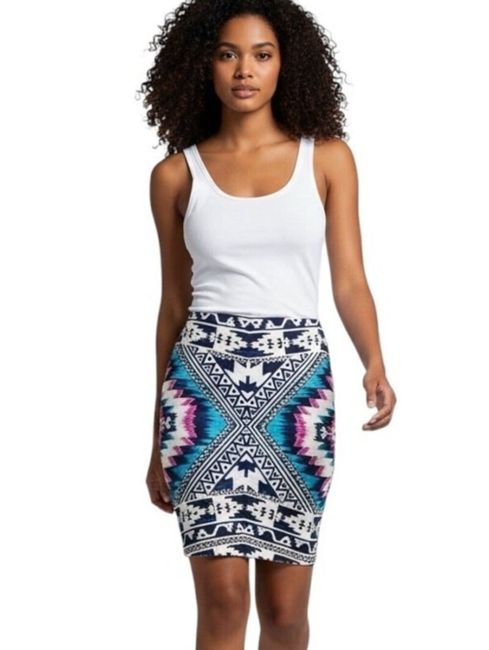 Xhilaration Women's Bandage Pencil Skirt XS Southwestern Aztec Print Stretchy